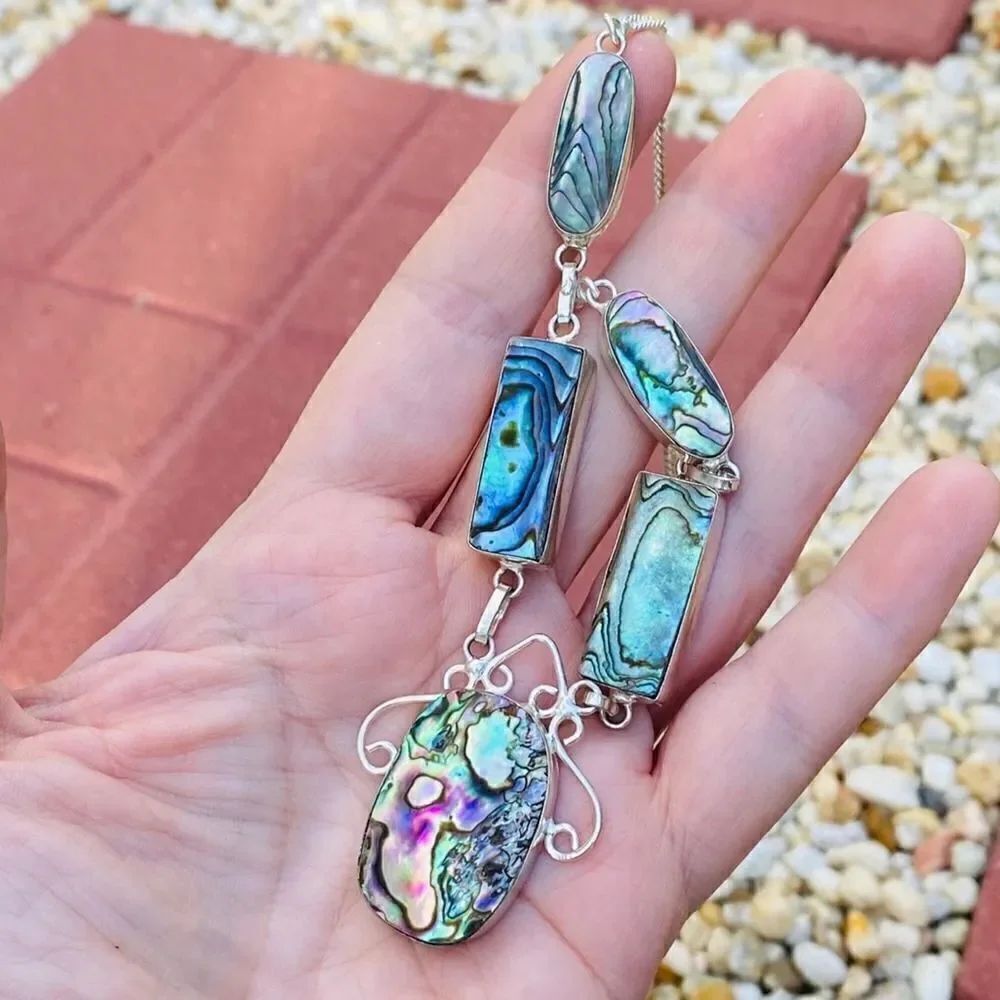 Abalone Sterling Silver Boho Necklace